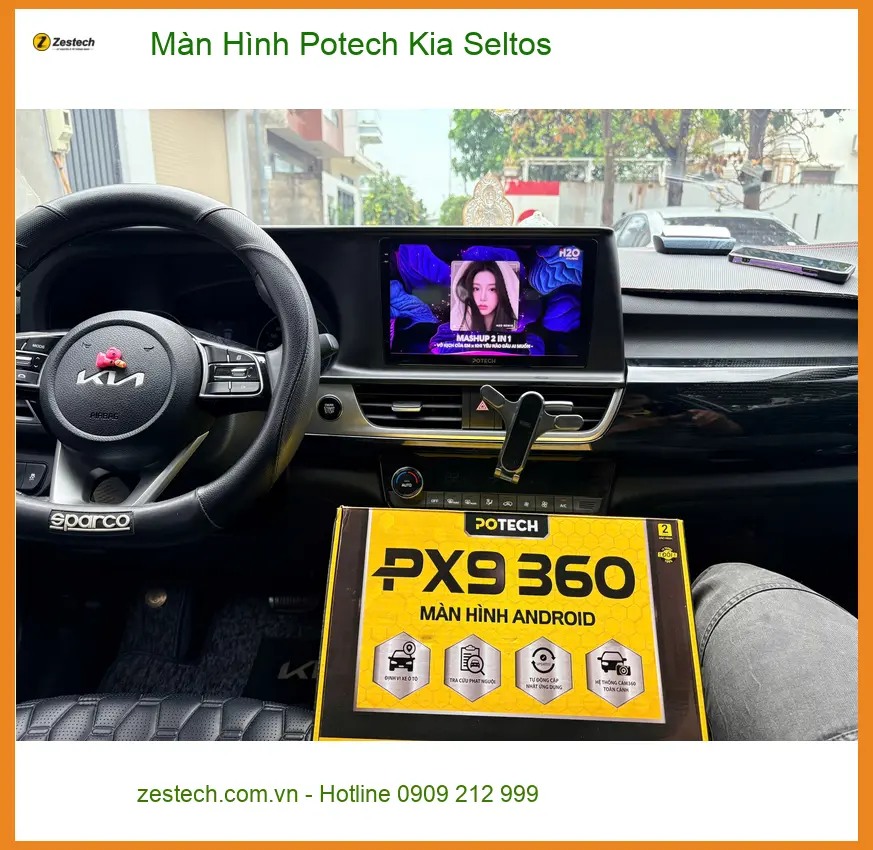 Chị Thảo lắp Màn Hình Potech Kia Seltos Quận 9 vì màn zin thiếu tính năng giải trí ảnh thực tế 2
