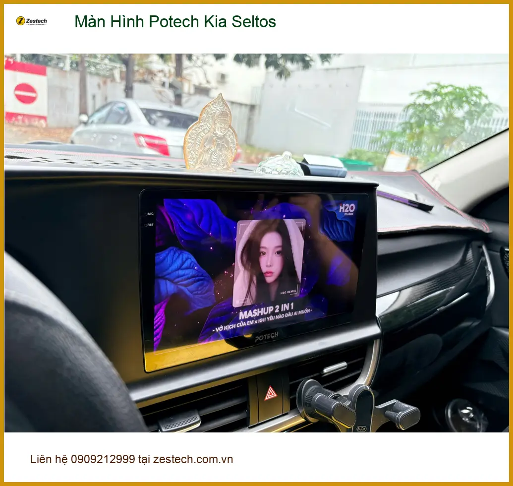Chị Thảo lắp Màn Hình Potech Kia Seltos Quận 9 vì màn zin thiếu tính năng giải trí ảnh thực tế 4