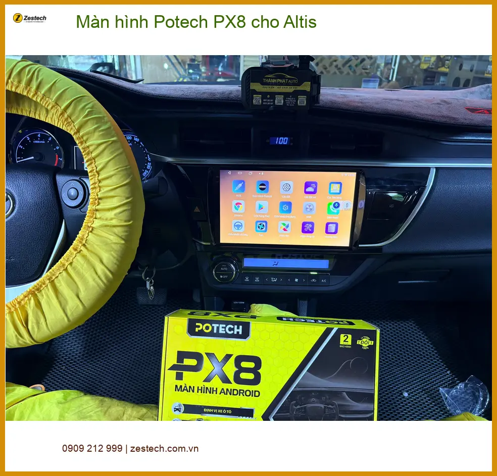 Chú Đăng lắp màn hình Potech PX8 cho Altis tại Quận 12 để nâng cấp tiện ích giải trí