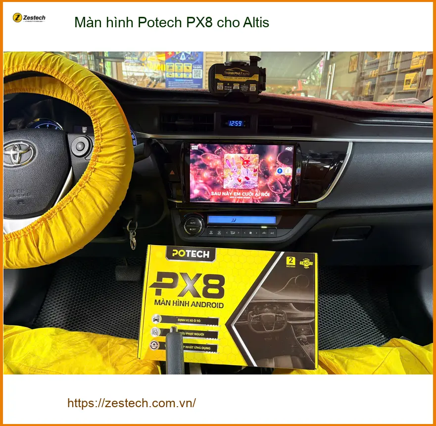 Chú Đăng lắp màn hình Potech PX8 cho Altis tại Quận 12 để nâng cấp tiện ích giải trí ảnh thực tế 2
