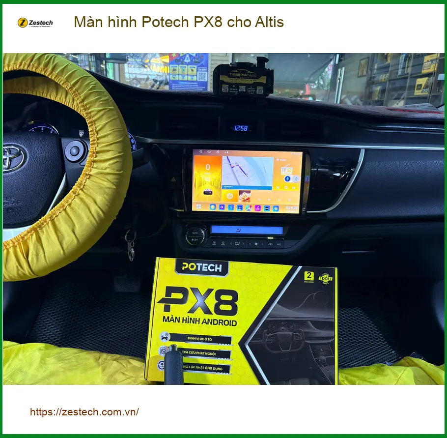 Anh Bách lắp Màn hình Potech PX8 cho Toyota Altis tại Nhà Bè vì màn zin quá cũ