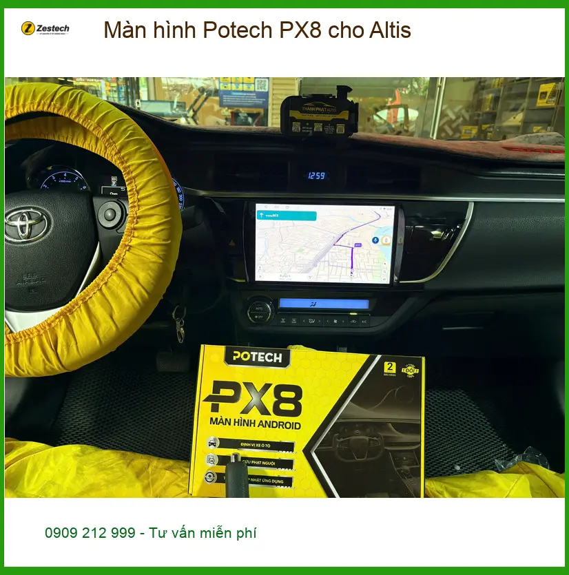 Chị Thảo gắn Màn hình Potech PX8 cho Altis Quận 4 vì màn zin cũ chậm