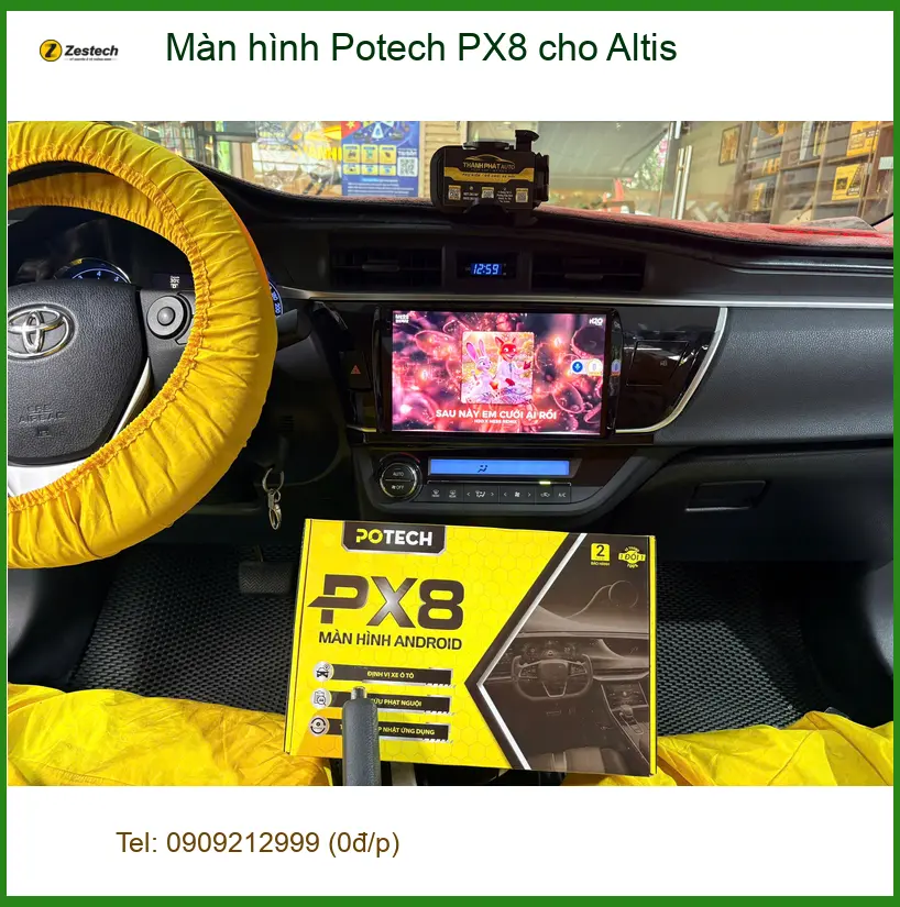 Anh Bách lắp Màn hình Potech PX8 cho Toyota Altis tại Nhà Bè vì màn zin quá cũ ảnh thực tế 2
