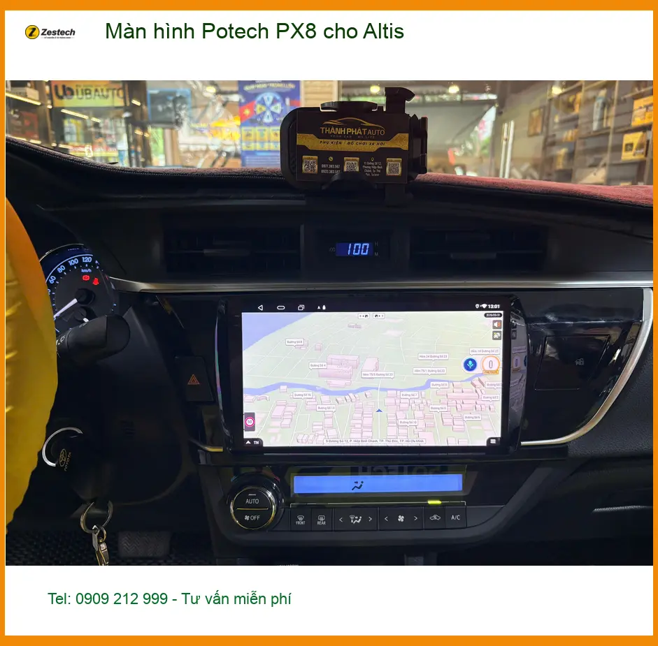 Anh Bách lắp Màn hình Potech PX8 cho Toyota Altis tại Nhà Bè vì màn zin quá cũ ảnh thực tế 3