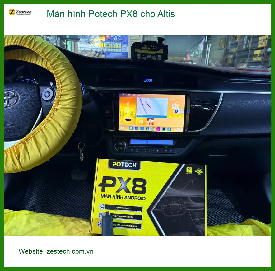 Anh Khôi lắp màn hình Potech PX8 cho Altis ở Gò Vấp, cần giải trí tiện lợi