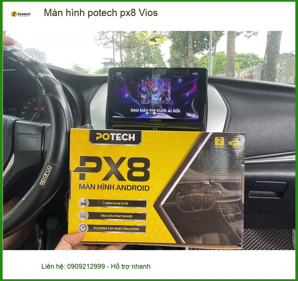 Anh Hoàng Long lắp màn hình Potech PX8 Vios tại Quận 9 uy tín ảnh thực tế 2