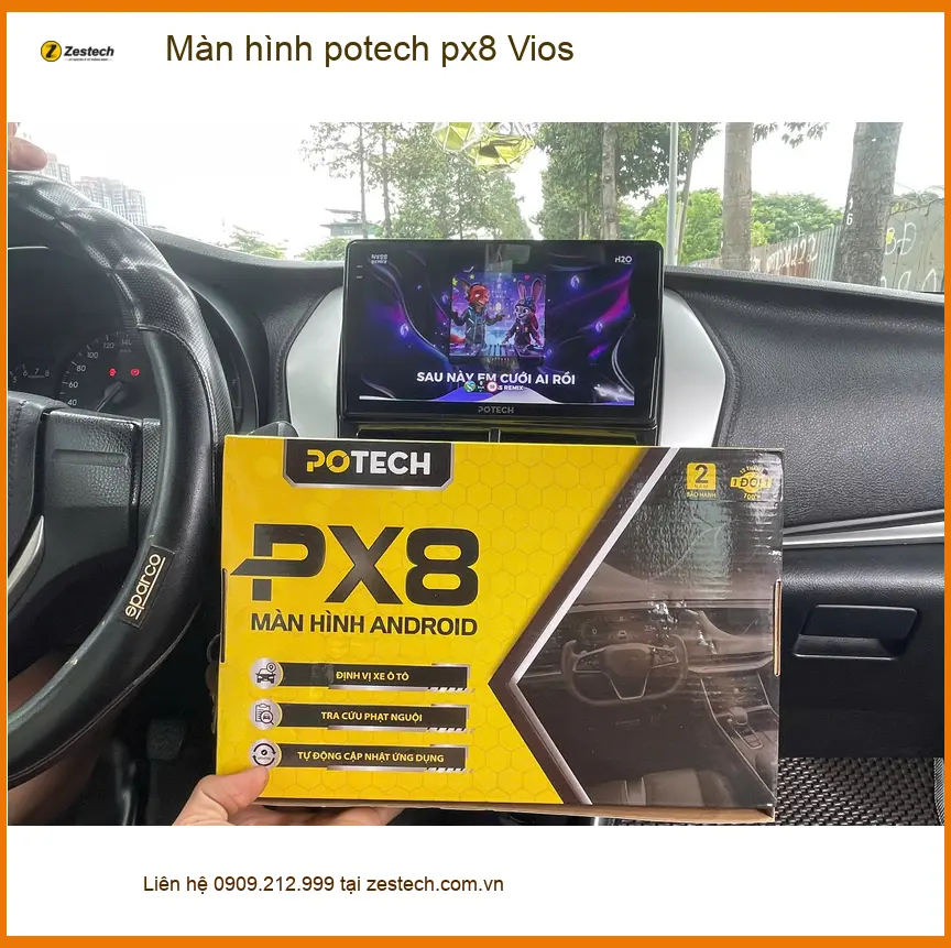 Anh Long lắp màn hình Potech PX8 cho Toyota Vios tại Quận Thủ Đức ảnh thực tế 2