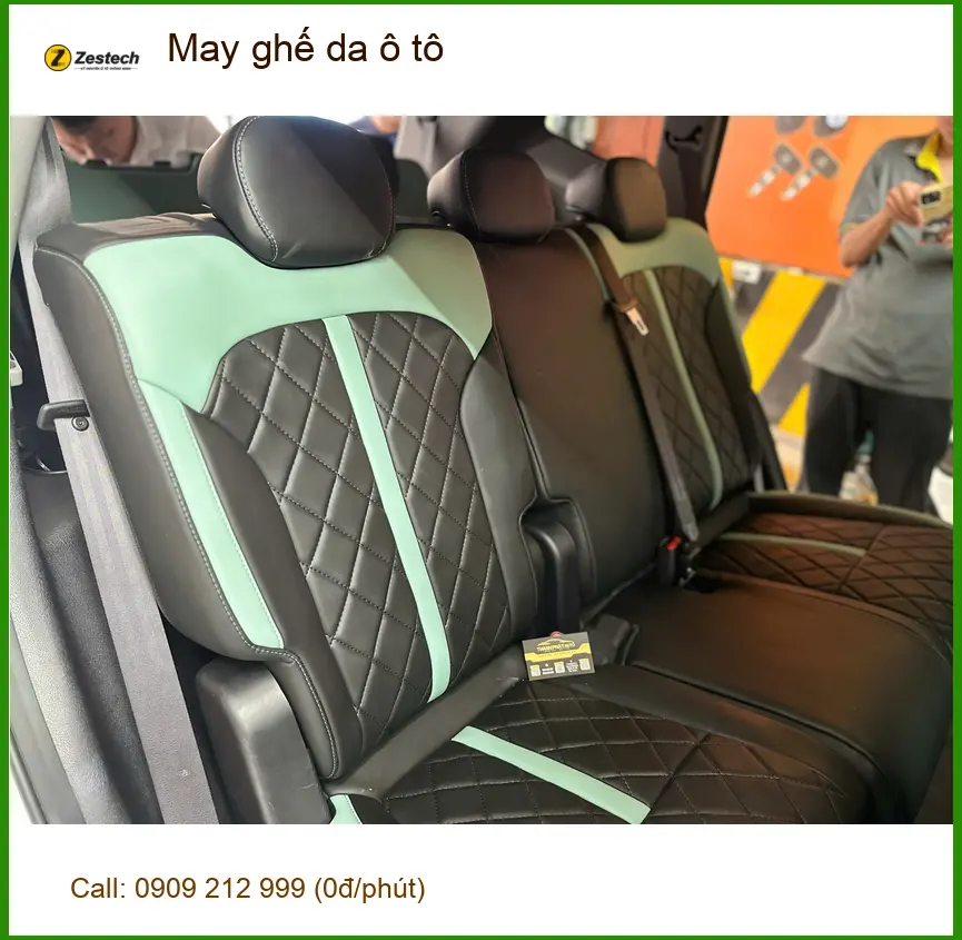 Chị Thảo may ghế da ô tô Hyundai Santa Fe tại Quận 2 để nội thất sang trọng hơn ảnh thực tế 5