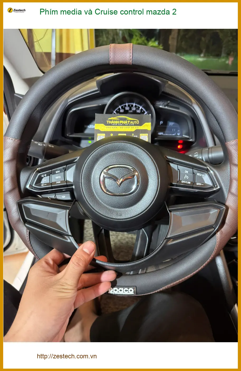 Chị Thảo nâng cấp Phím media và Cruise control Mazda 2 Quận Tân Phú để lái xe tiện lợi ảnh thực tế 2