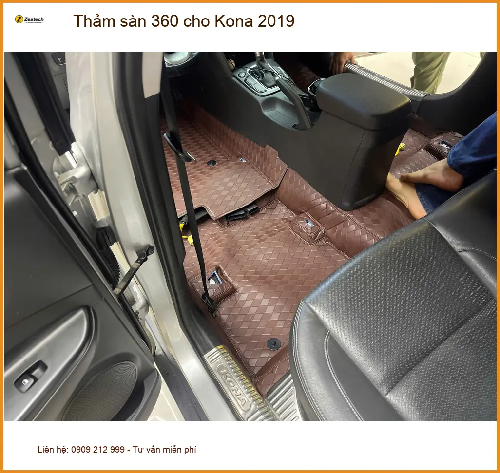 Cô Minh lắp thảm sàn 360 cho Kona 2019 Quận 7 để nội thất xe luôn sạch đẹp ảnh thực tế 4