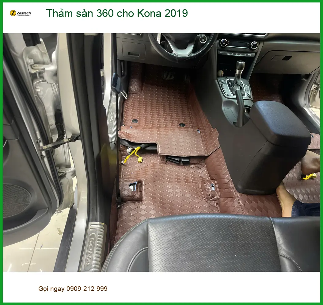 Anh Kiệt lắp Thảm sàn 360 cho Kona 2019 ở Bình Tân, bảo vệ sàn xe hiệu quả ảnh thực tế 3