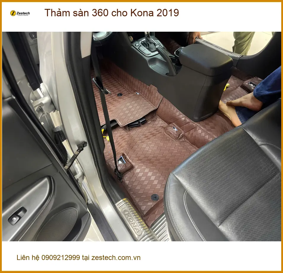 Bác Cường lắp thảm sàn 360 cho Kona 2019 để nội thất luôn sạch đẹp tại Nhà Bè ảnh thực tế 2