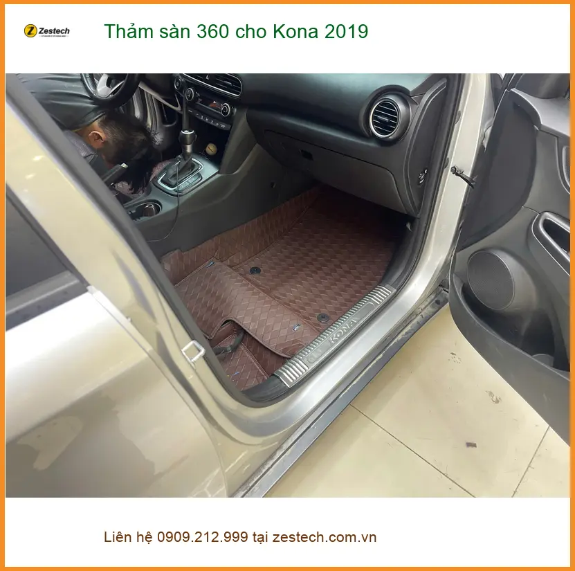Bác Cường lắp thảm sàn 360 cho Kona 2019 để nội thất luôn sạch đẹp tại Nhà Bè ảnh thực tế 4