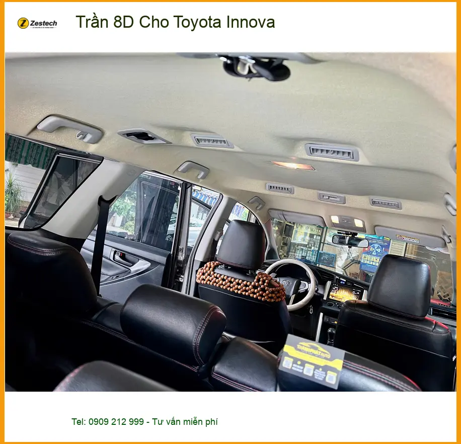 Anh Nam bọc Trần 8D cho Toyota Innova tại Thủ Đức để không gian xe thêm sang trọng.