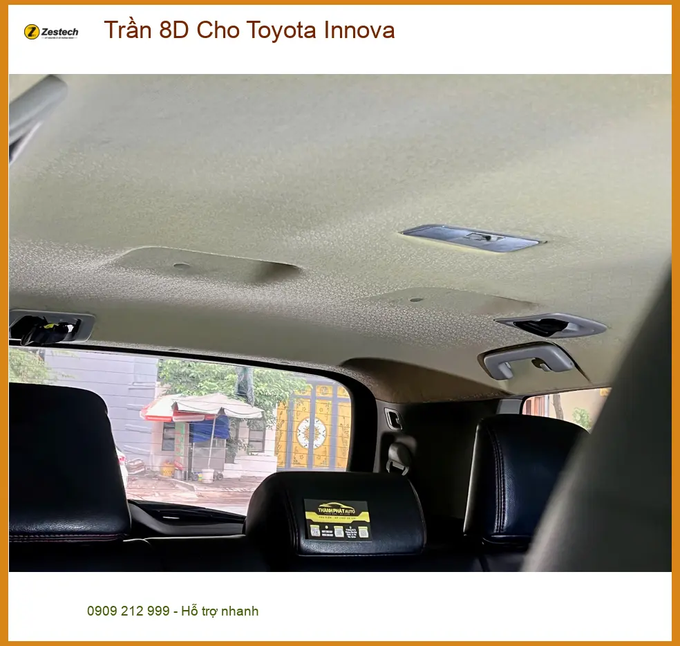 Anh Nam bọc Trần 8D cho Toyota Innova tại Thủ Đức để không gian xe thêm sang trọng. ảnh thực tế 2