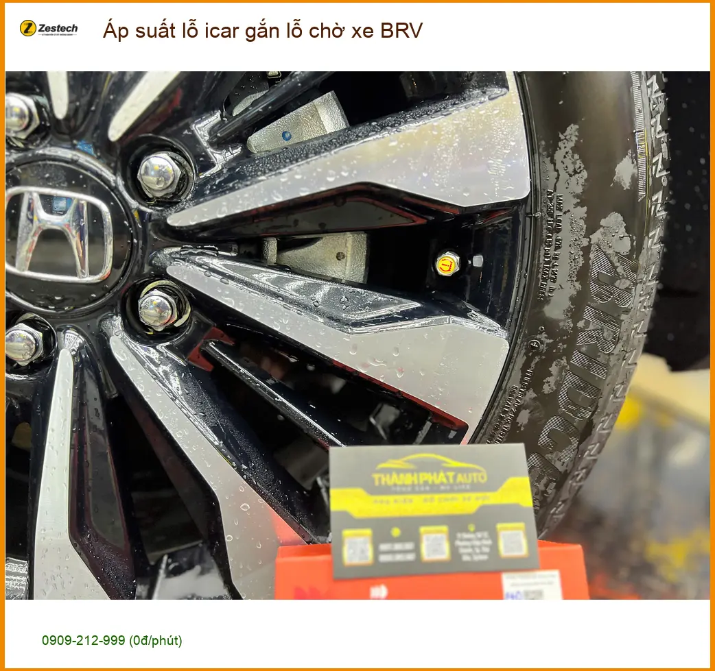 Bác Cương lắp cảm biến áp suất lốp iCar gắn lỗ chờ xe BRV Quận 9 ảnh thực tế 2