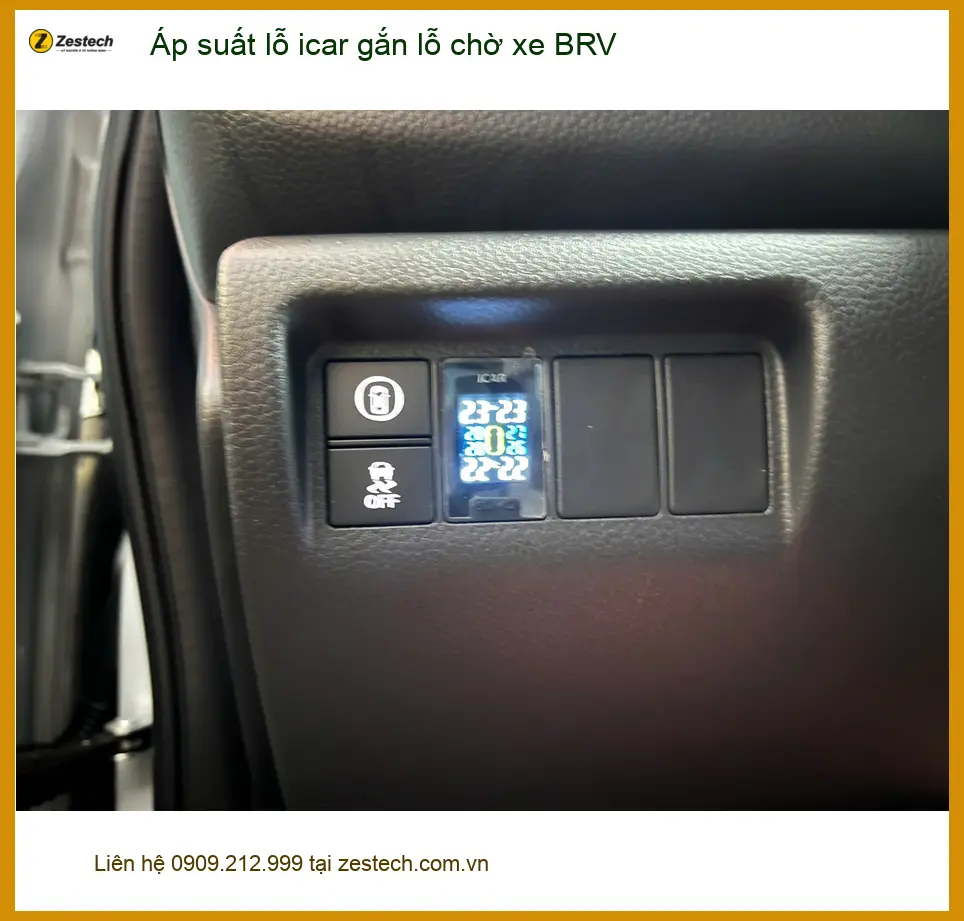 Bác Cương lắp cảm biến áp suất lốp iCar gắn lỗ chờ xe BRV Quận 9 ảnh thực tế 3