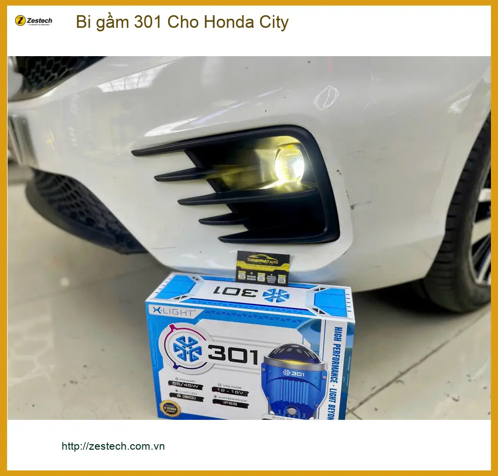 Chị Mai lắp bi gầm 301 cho Honda City tại Tân Bình cải thiện tầm nhìn