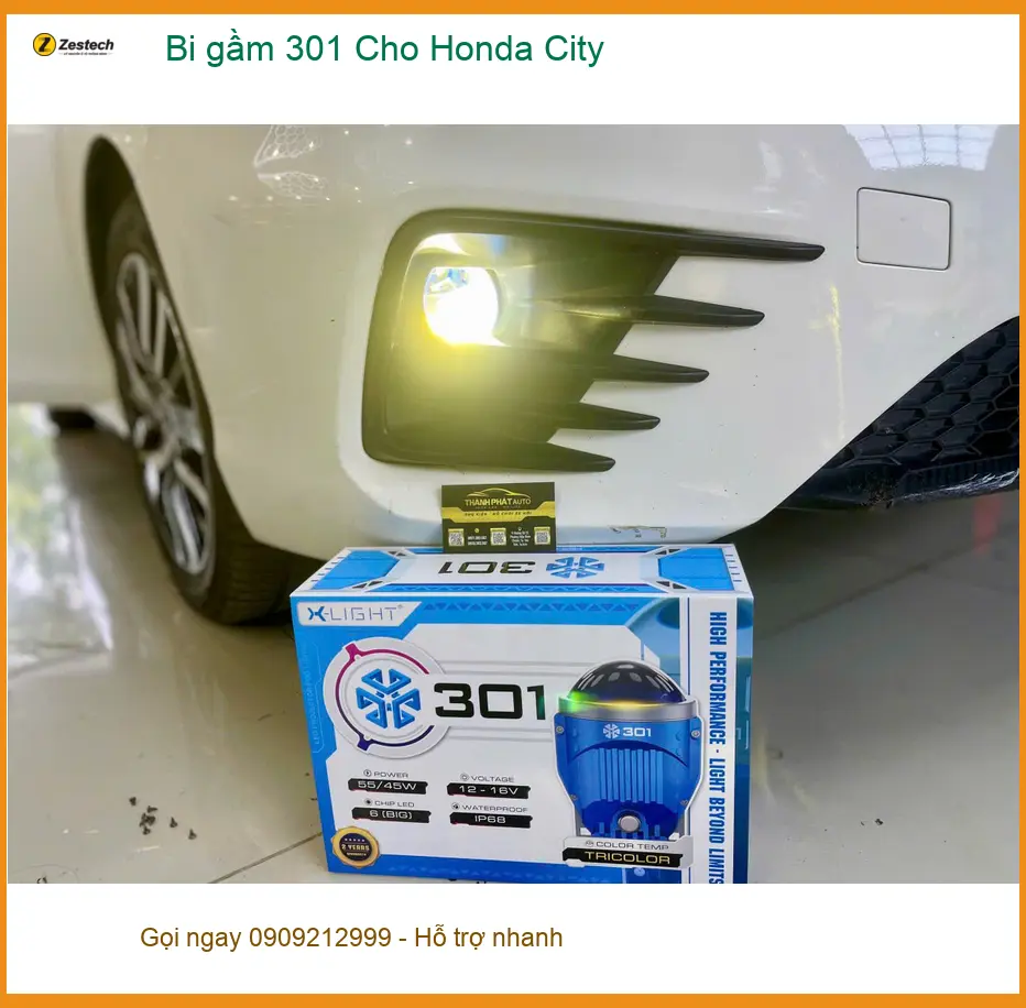 Chị Mai lắp bi gầm 301 cho Honda City tại Tân Bình cải thiện tầm nhìn ảnh thực tế 2