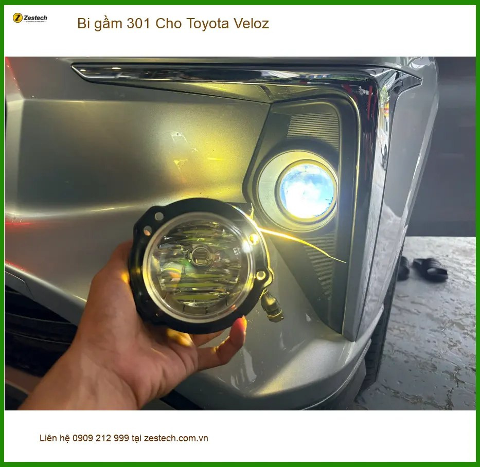 Anh Quang lắp bi gầm 301 cho Toyota Veloz tại Quận 3 để cải thiện tầm nhìn ban đêm