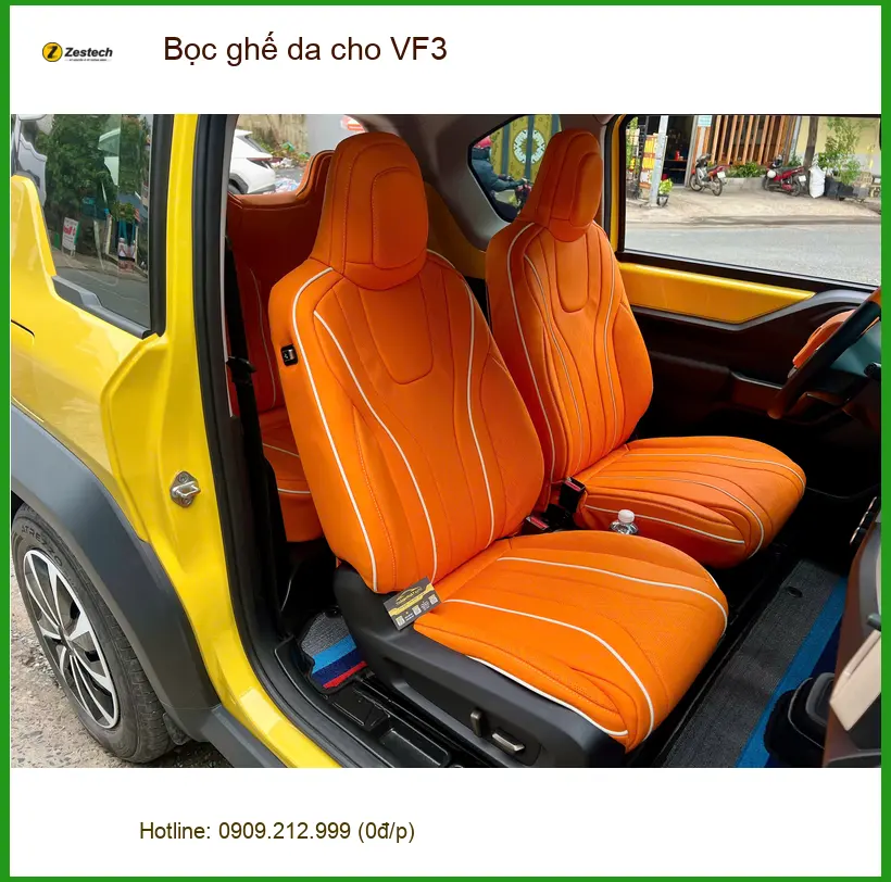 Anh Khải bọc ghế da VinFast VF3 tại Quận Bình Thạnh chuyên nghiệp