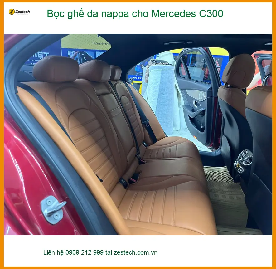 Chị Thùy bọc ghế da nappa Mercedes C300 để nội thất xe sang trọng hơn tại Quận 5 ảnh thực tế 2