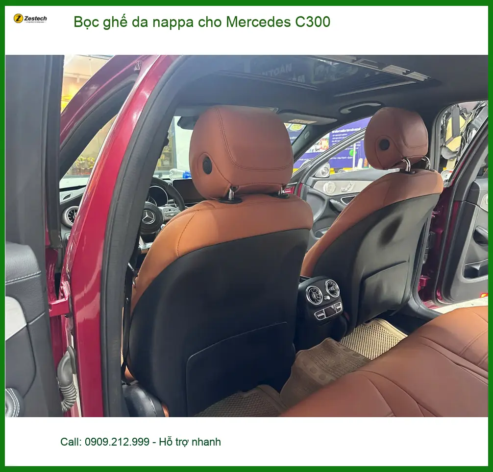 Chị Thùy bọc ghế da nappa Mercedes C300 để nội thất xe sang trọng hơn tại Quận 5 ảnh thực tế 3