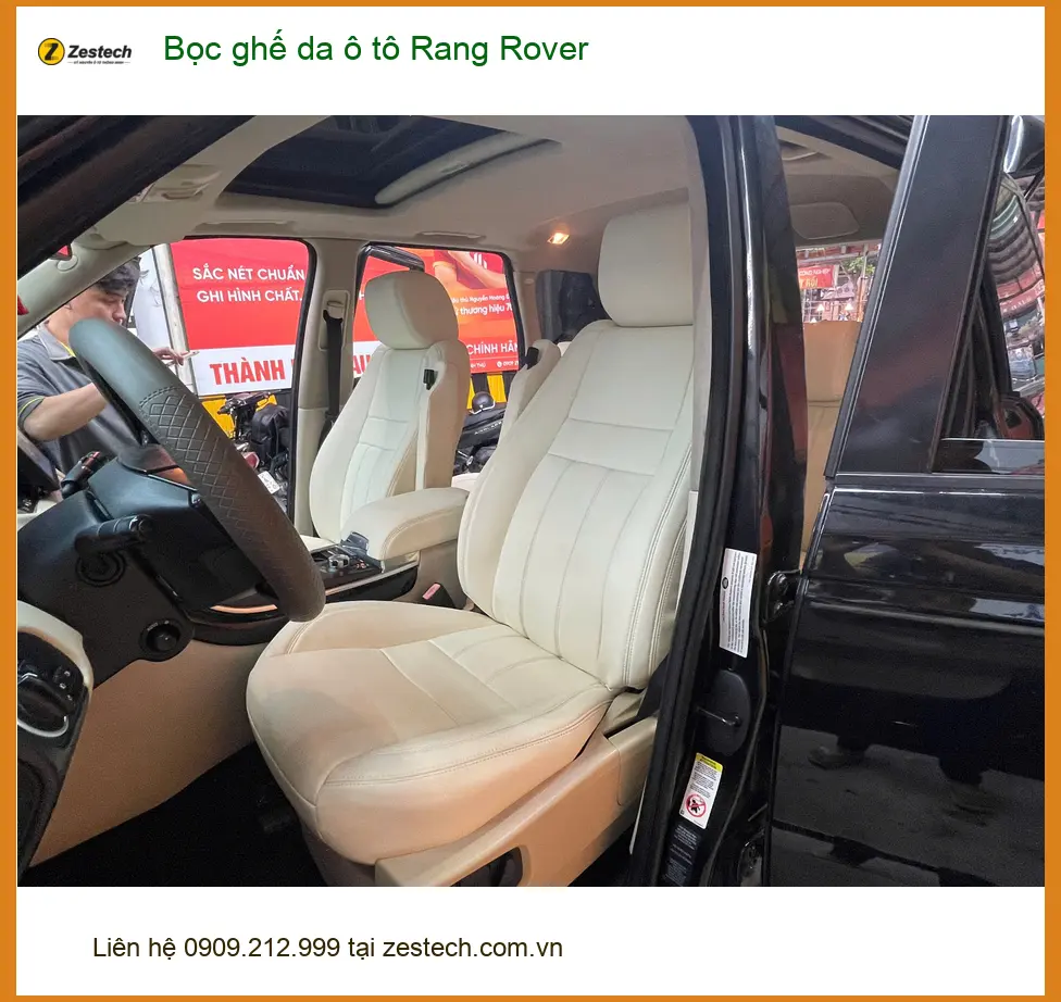 Chú Minh bọc ghế da ô tô Rang Rover tại Quận 2 để nội thất sang trọng hơn ảnh thực tế 3