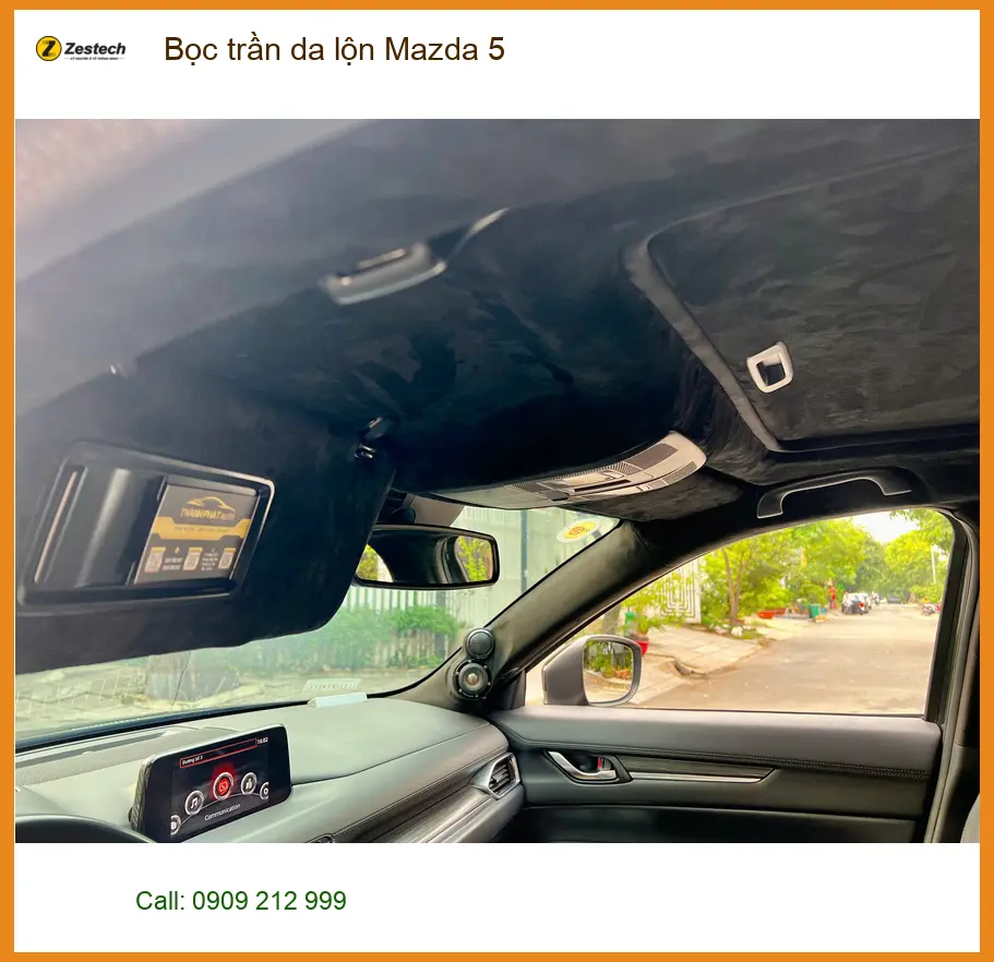 Anh Khôi bọc trần da lộn Mazda 5 tại Quận 9 để nội thất sang và bền hơn ảnh thực tế 2