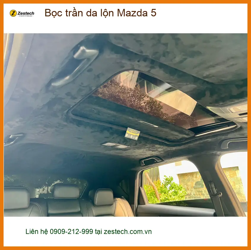 Anh Khôi bọc trần da lộn Mazda 5 tại Quận 9 để nội thất sang và bền hơn ảnh thực tế 3