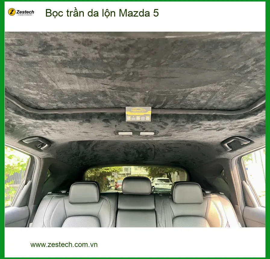 Anh Khang bọc trần da lộn Mazda 5 tại Quận Thủ Đức vì trần xe cũ đã bạc màu ảnh thực tế 2