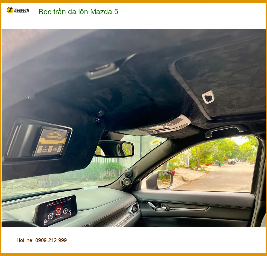 Anh Khang bọc trần da lộn Mazda 5 tại Quận Thủ Đức vì trần xe cũ đã bạc màu ảnh thực tế 3