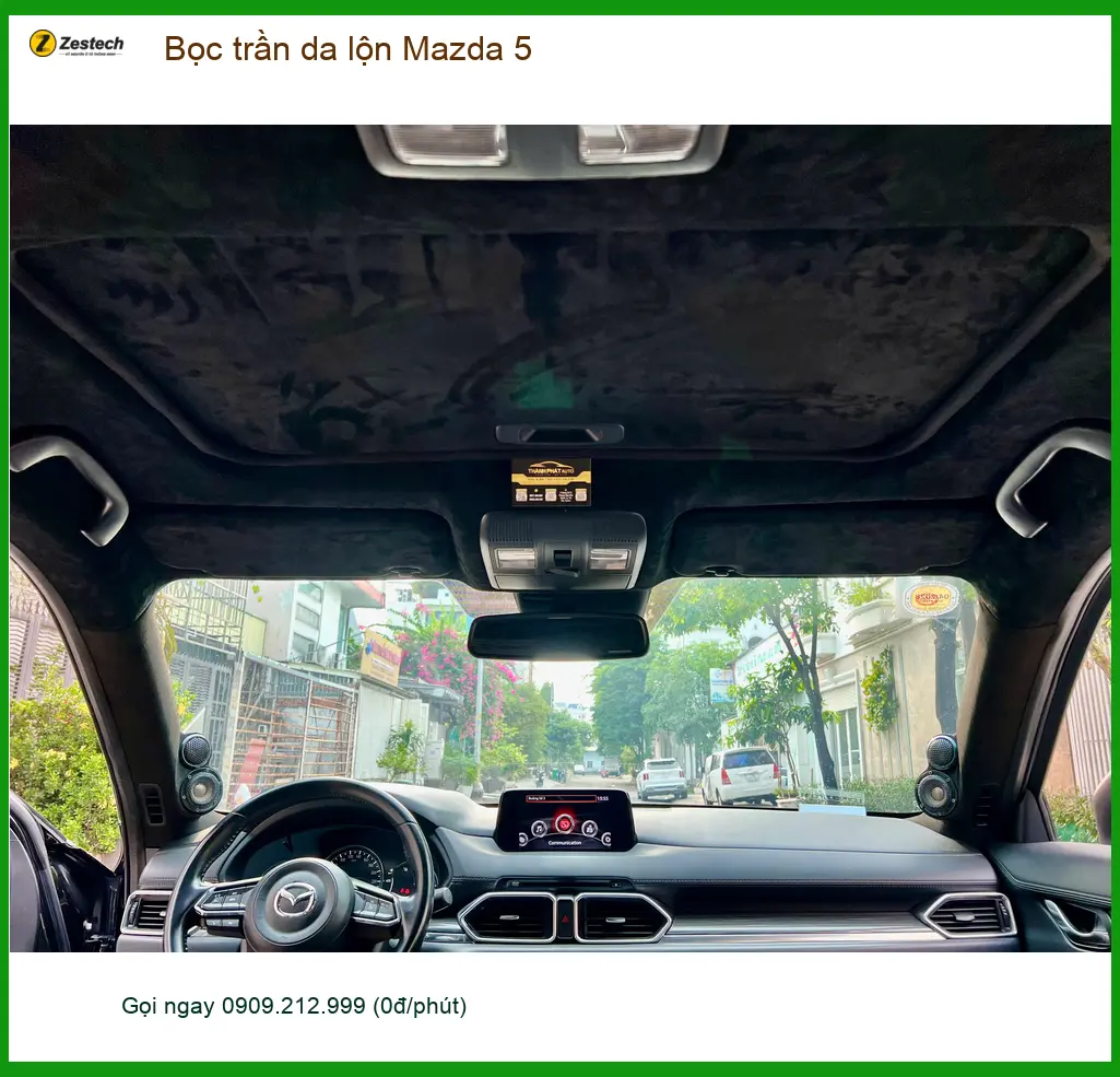 Anh Khang bọc trần da lộn Mazda 5 tại Quận Thủ Đức vì trần xe cũ đã bạc màu ảnh thực tế 4