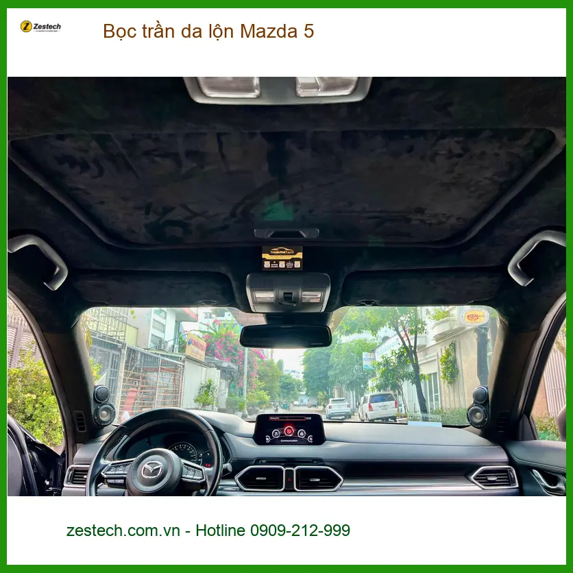 Anh Kiên bọc trần da lộn Mazda 5 tại Hóc Môn vì trần zin đã xuống cấp ảnh thực tế 2