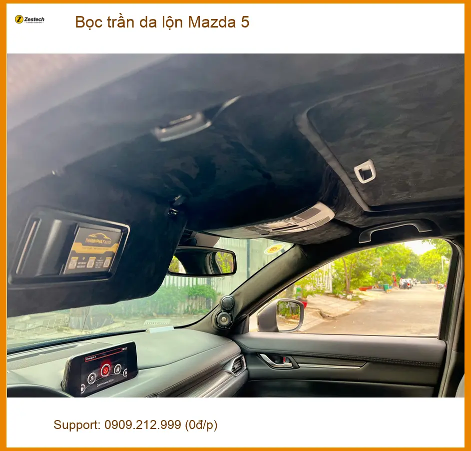 Anh Kiên bọc trần da lộn Mazda 5 tại Hóc Môn vì trần zin đã xuống cấp ảnh thực tế 3