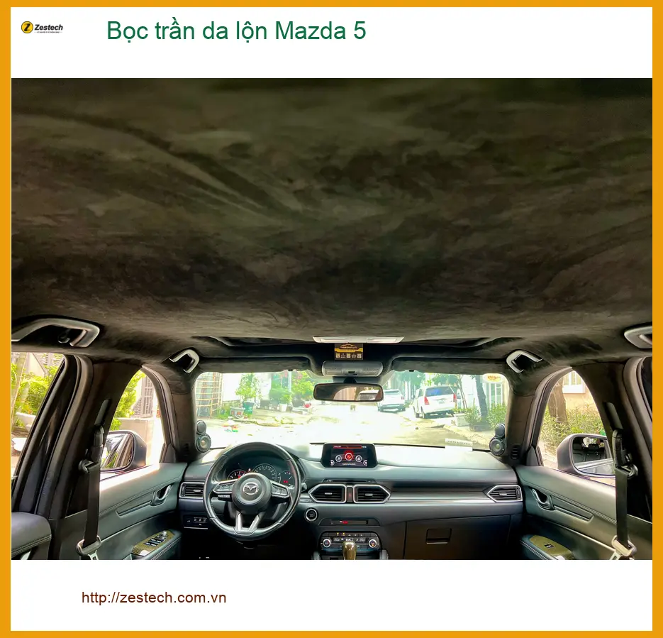 Anh Kiên bọc trần da lộn Mazda 5 tại Hóc Môn vì trần zin đã xuống cấp ảnh thực tế 4