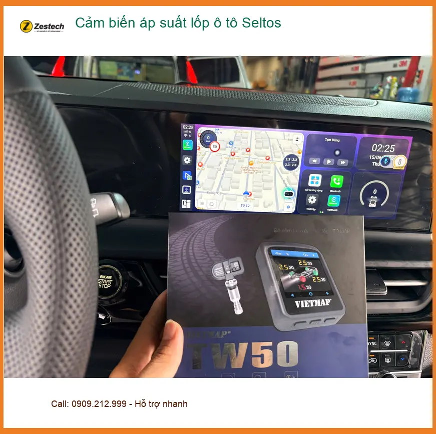 Chú Minh lắp cảm biến áp suất lốp cho Kia Seltos Quận 7 để an tâm hơn khi di chuyển xa