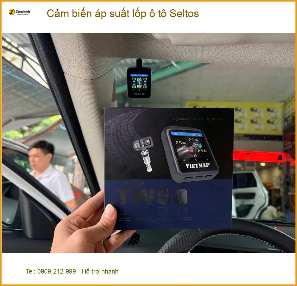 Anh Khải lắp cảm biến áp suất lốp Seltos tại Hóc Môn để an tâm lái xe đường dài ảnh thực tế 3