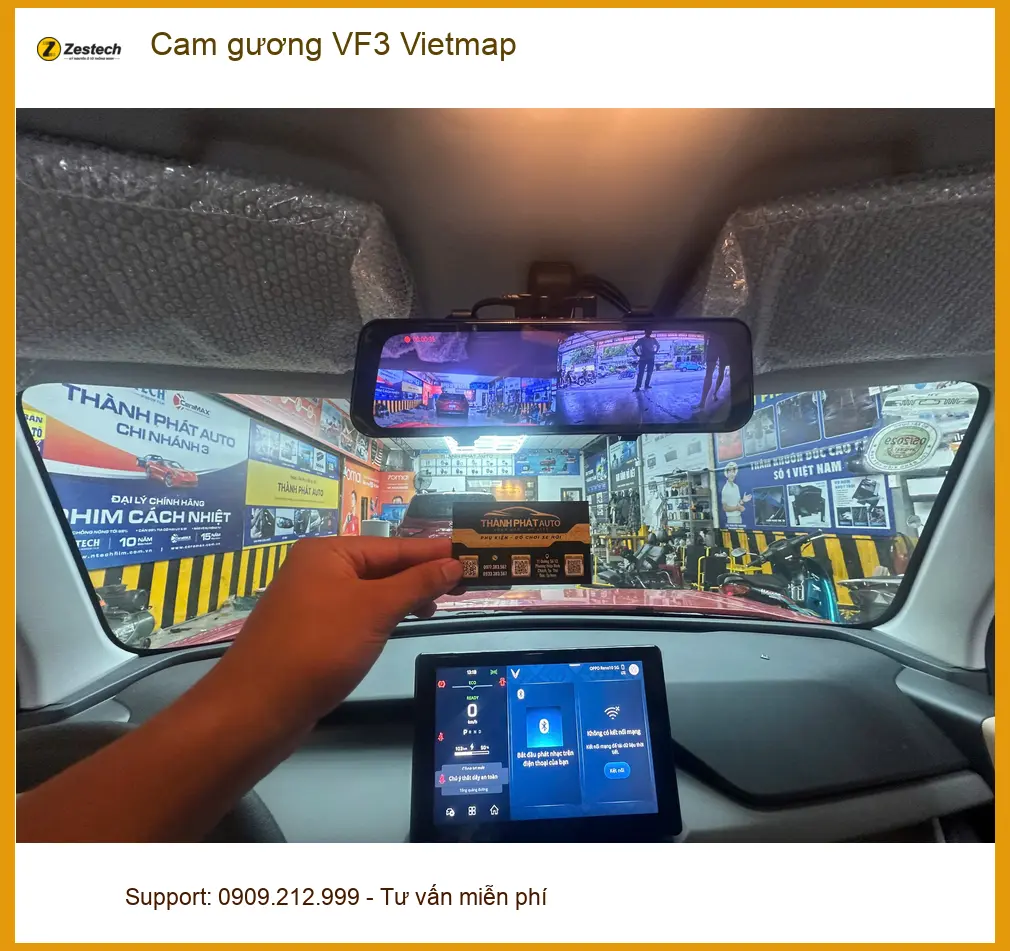 Anh Đạt lắp cam gương Vietmap cho VF3 để ghi hình rõ nét tại Quận 9
