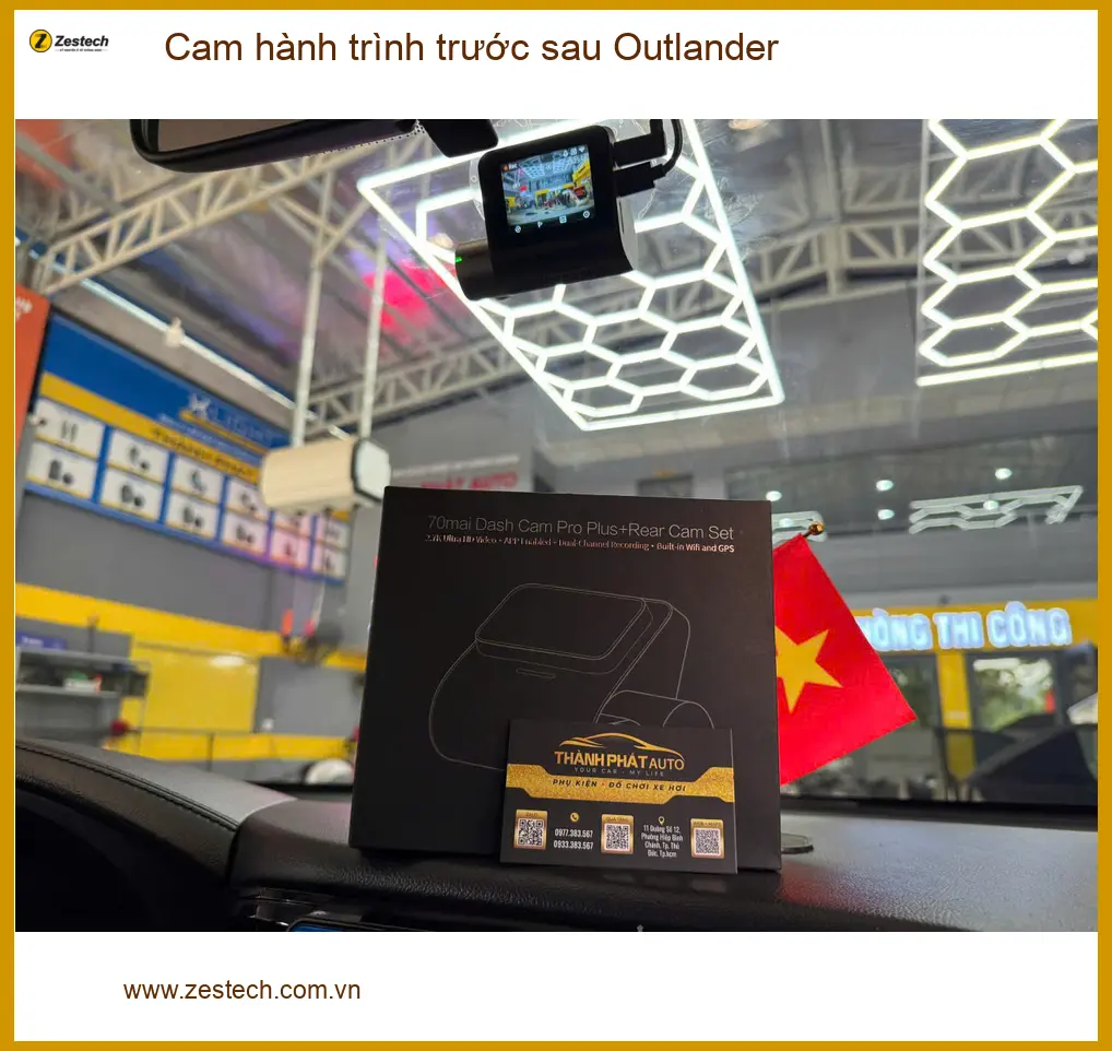 Chú Cường lắp cam hành trình trước sau Outlander tại Hóc Môn để ghi lại lộ trình an toàn