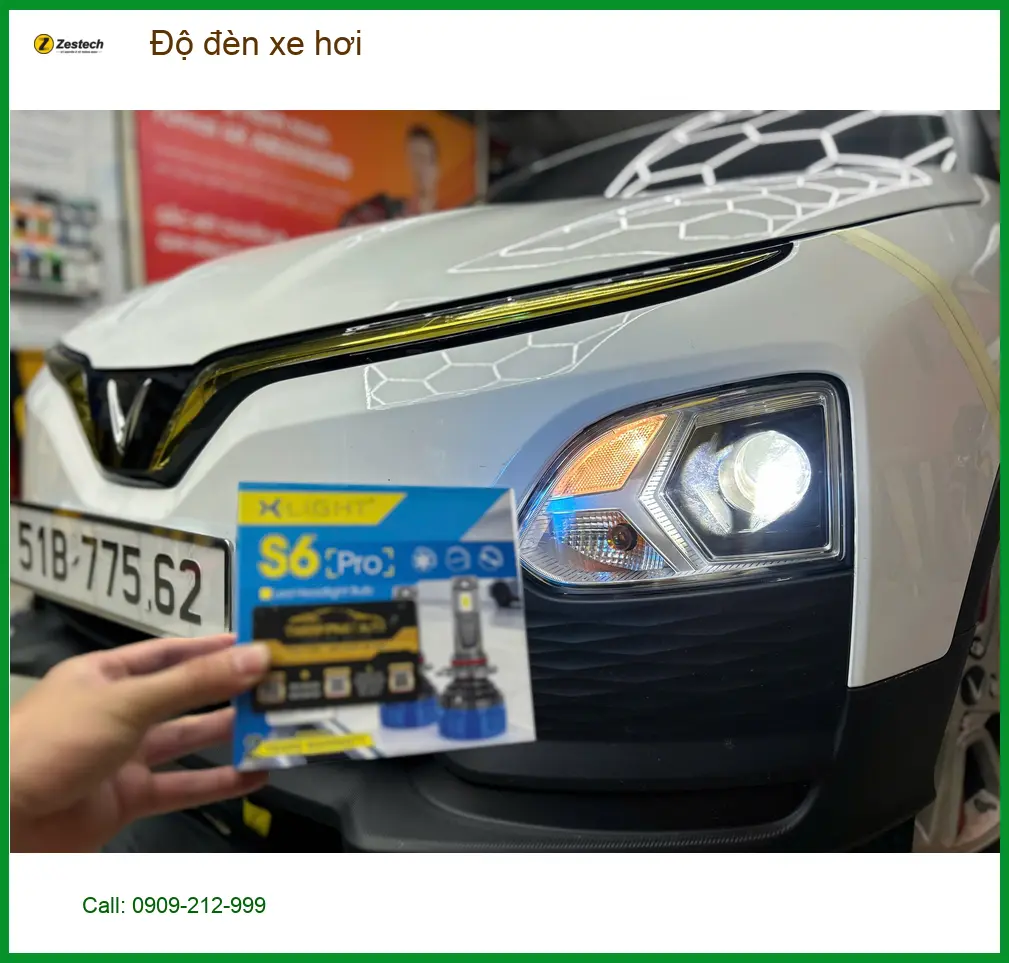 Anh Minh độ đèn xe hơi Hyundai Accent tại Quận Tân Phú vì đèn xe zin yếu khi trời tối ảnh thực tế 2
