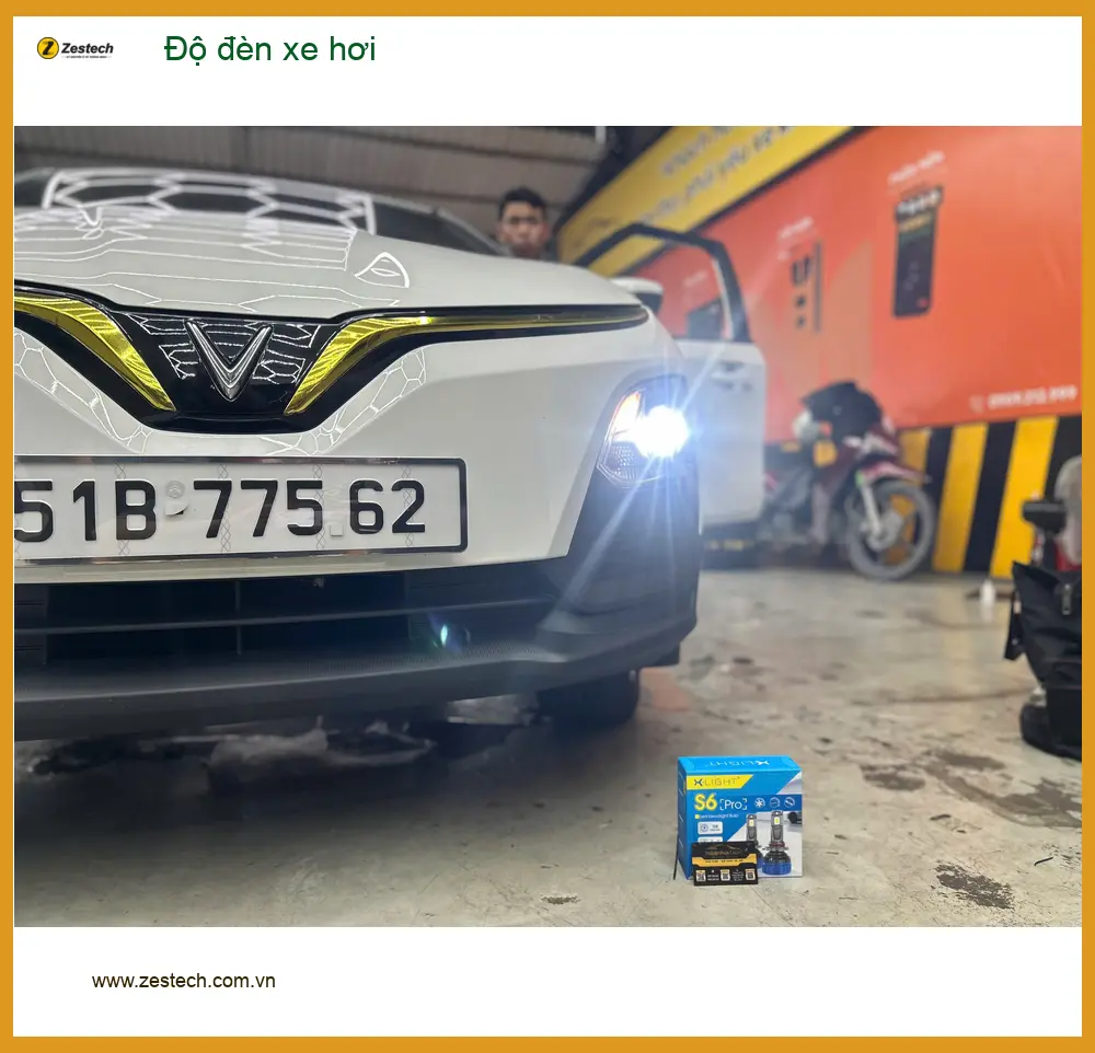 Anh Minh độ đèn xe hơi Hyundai Accent tại Quận Tân Phú vì đèn xe zin yếu khi trời tối ảnh thực tế 3