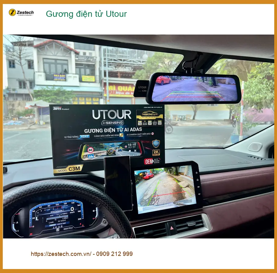 Anh Minh lắp Gương điện tử Utour cho xe Toyota Vios tại Quận 5