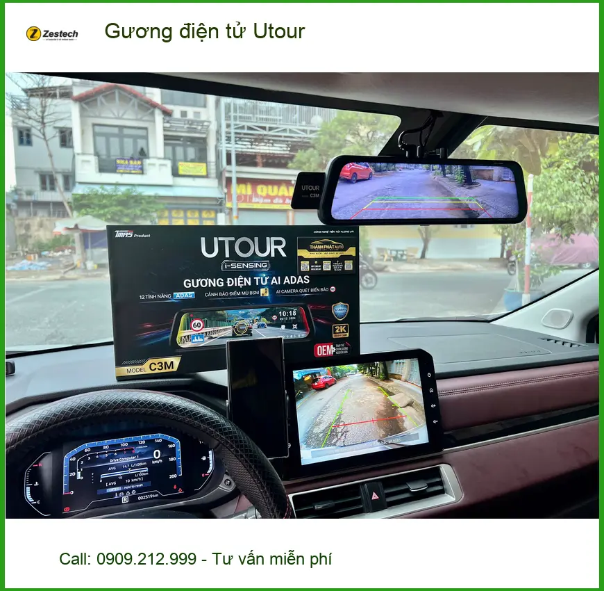 Anh Minh lắp Gương điện tử Utour tại Quận Tân Phú cho xe Ford Everest
