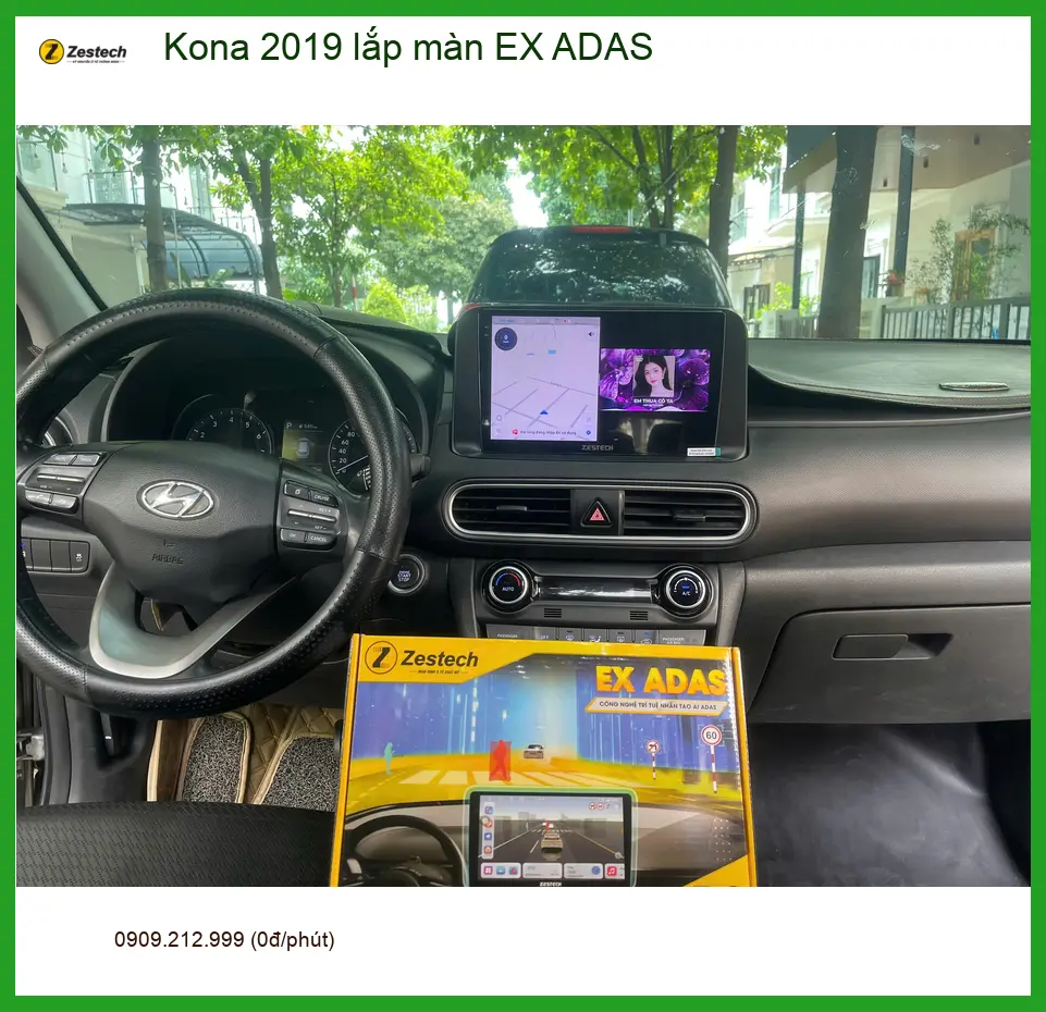 Chú Phiệt lắp màn EX ADAS cho Kona 2019 để di chuyển an toàn tại Bình Chánh ảnh thực tế 2