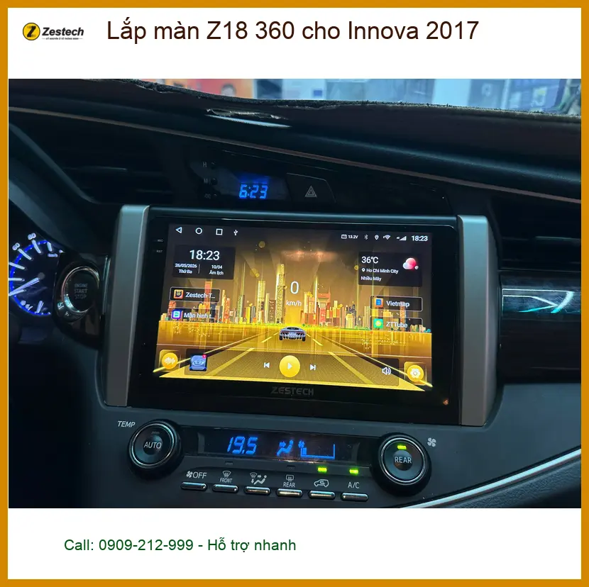 Anh Huy lắp màn Z18 360 cho Innova 2017 Quận Phú Nhuận để lái xe an toàn hơn