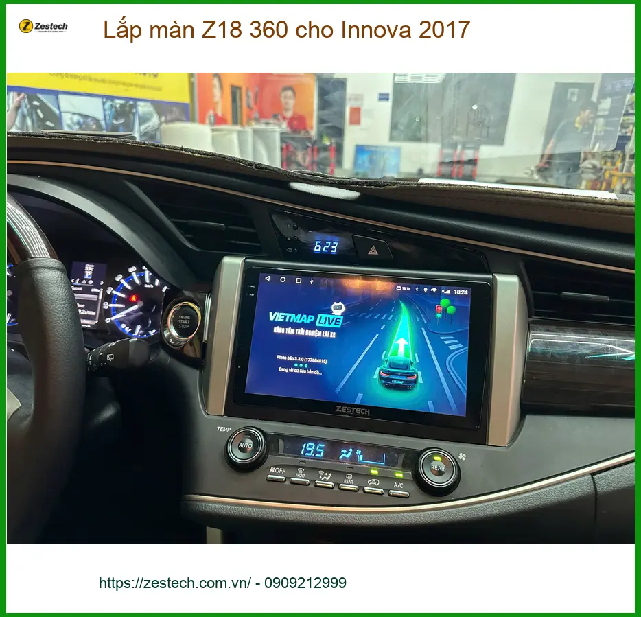 Anh Quang lắp màn Z18 360 cho Innova 2017 tại Quận 7 để nâng cao an toàn khi lùi xe
