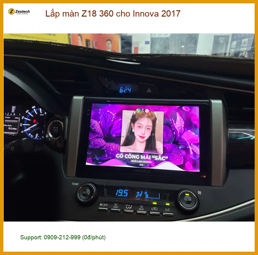 Anh Quang lắp màn Z18 360 cho Innova 2017 tại Quận 7 để nâng cao an toàn khi lùi xe ảnh thực tế 2