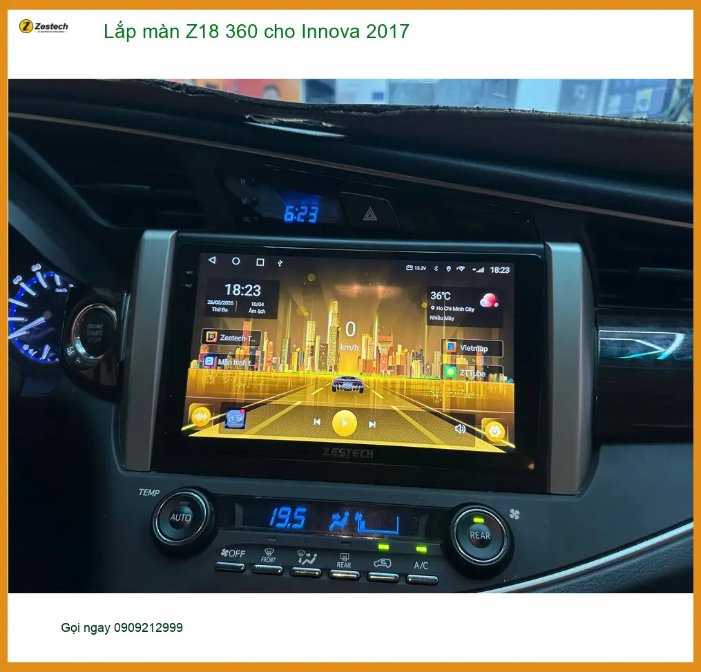 Anh Quang lắp màn Z18 360 cho Innova 2017 tại Quận 7 để nâng cao an toàn khi lùi xe ảnh thực tế 3