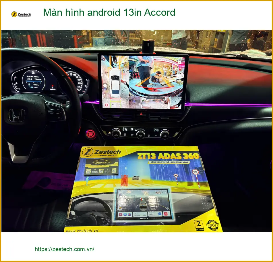 Chị Thảo lắp màn hình Android 13 inch cho Honda Accord tại Hóc Môn vì màn zin quá nhỏ ảnh thực tế 2